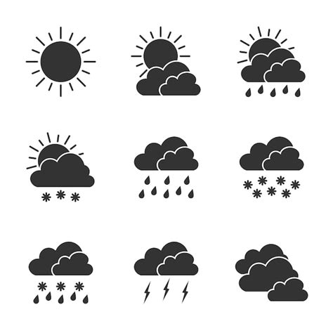 Premium Vector Different Weather Conditions Icons Weather Icons Set
