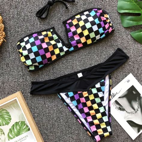 Buy Sexy Strapless Swimwear Women Bandeau Bikini Set V