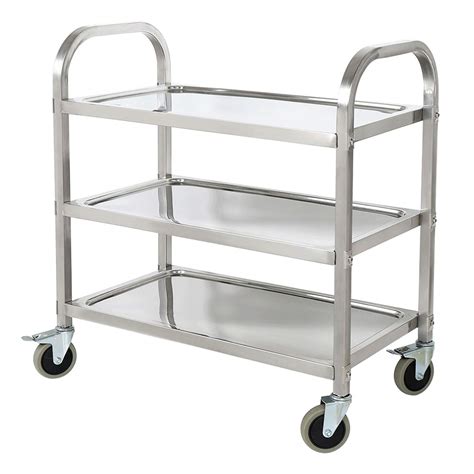 Buy Alpika 3 Tier Stainless Steel Utility Rolling Cart Kitchen Island Trolley Serving Catering