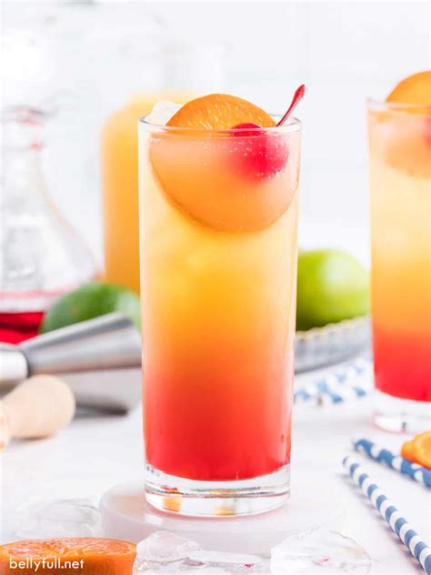 Tequila Sunrise Recipe Easy Beautiful Cocktail Belly Full