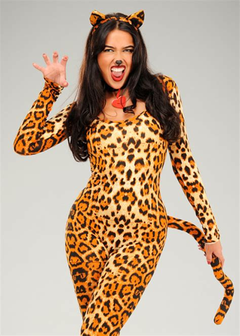 womens deluxe cute leopard catsuit costume leg avenue ladies leopard cougar costume