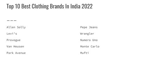 Ppt Top 10 Best Clothing Brands In India 2022 Powerpoint Presentation
