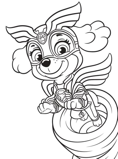 The meteor's golden energy grants the paw patrol superpowers. Kids-n-fun.com | Coloring page Paw Patrol Mighty Pups Skye