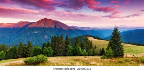 Majestic Sunset Mountains Landscape Hdr Image Stock Photo Edit Now