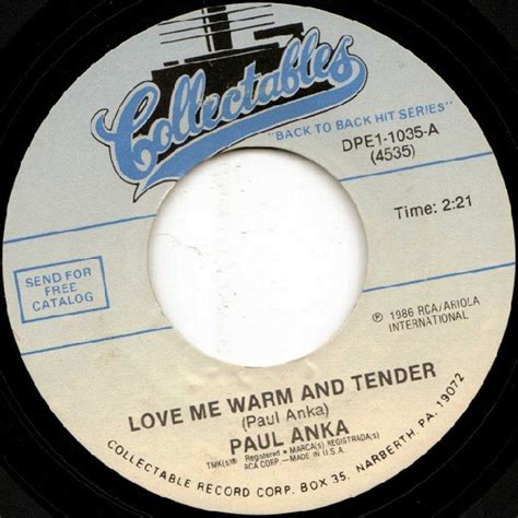 Paul Anka Love Me Warm And Tender Goodnight My Love Pleasant Dreams 1986 Vinyl Discogs