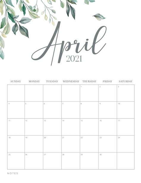 Free Printable April 2021 Calendars World Of Printables