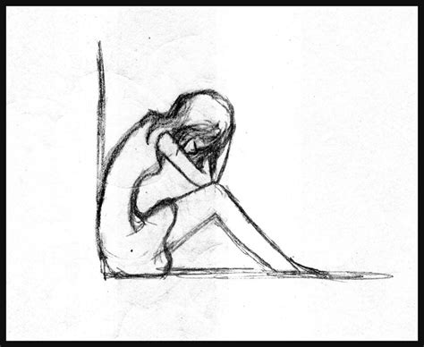 Sad Girl Sitting Down Drawing Image Drawing Skill