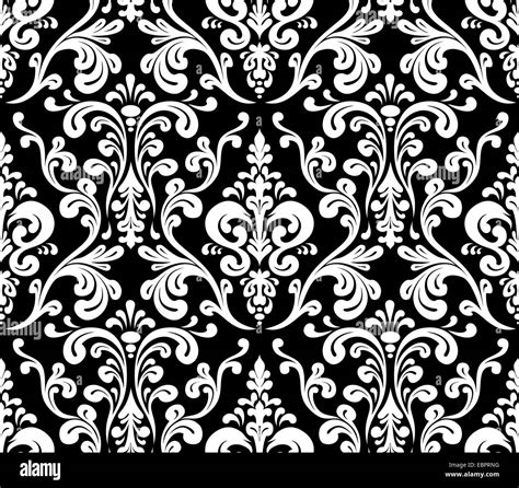 Vector Seamless Elegant Damask Pattern Black And White Stock Photo