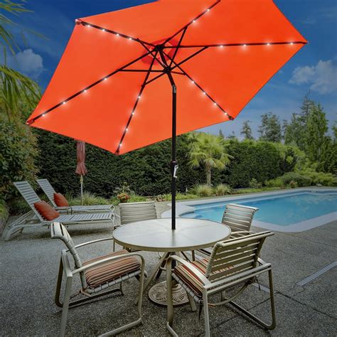 Sorbus LED Outdoor Umbrella Ft Patio Umbrella LED Solar Power With Tilt Adjustment And