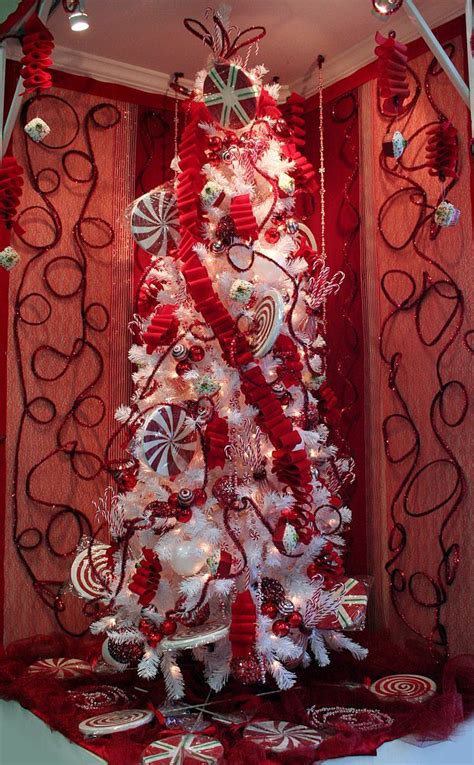 Red and white peppermint candy ornament. Peppermint Twist Christmas Tree Recipe | Christmas tree accessories, Christmas tree decorating ...