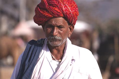Old Rajasthani Man With Turbanfestival Pushkar Editorial Photo Image