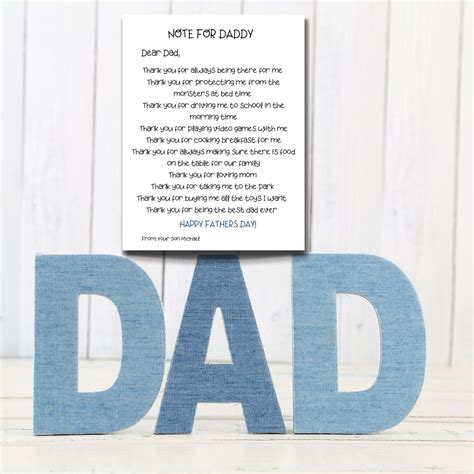 Note For Daddy Dad Note Fathers Day Printable Instant Etsy