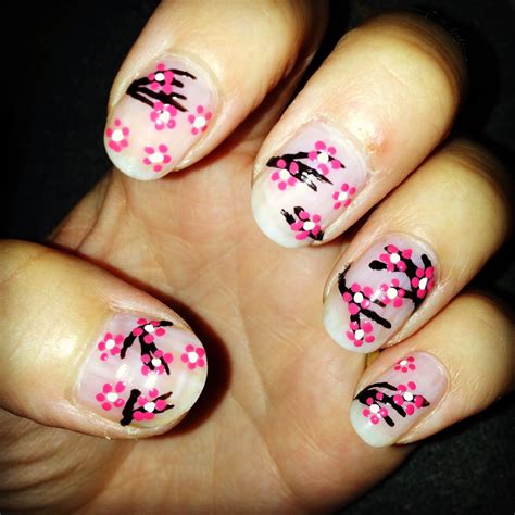 (2) dip a sharp toothpick into black nail polish, if you find your polish is not running smoothly, dip the toothpick in nailpolish remover before the polish. Cherry Blossom Nail Art DIY - Jersey Girl, Texan Heart