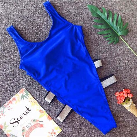 5 Colors Sexy Sparkle Strap High Cut Leg One Piece Swimsuit Women