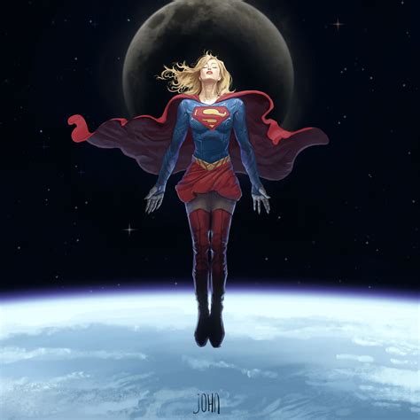 Supergirl Meditatively Hovers Above Earth