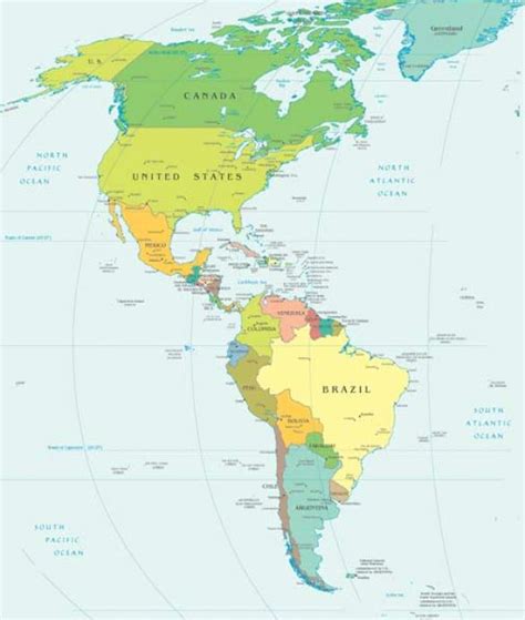 Map Of South America And North America