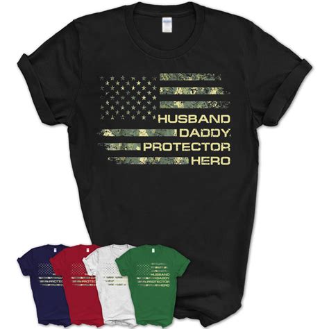 Mens Husband Daddy Protector Hero Shirt Fathers Day Flag T Tee Teezou Store