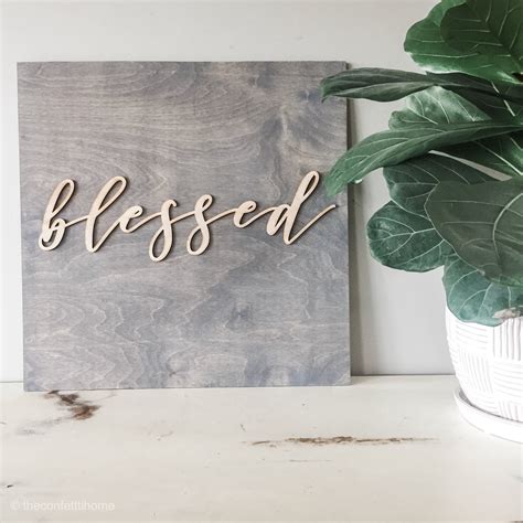 Blessed Sign Wood Faith Sign Decor Rustic Wood Signwood Sign