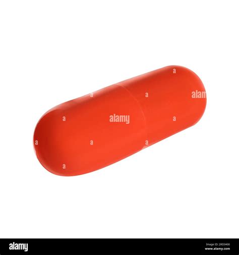 One Orange Pill On White Background Medicinal Treatment Stock Photo