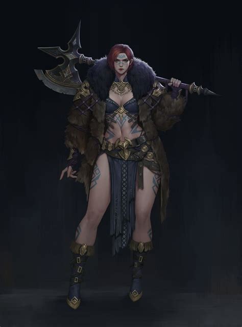 Artstation Barbarian Girl Cheolseung Ok Fantasy Female Warrior