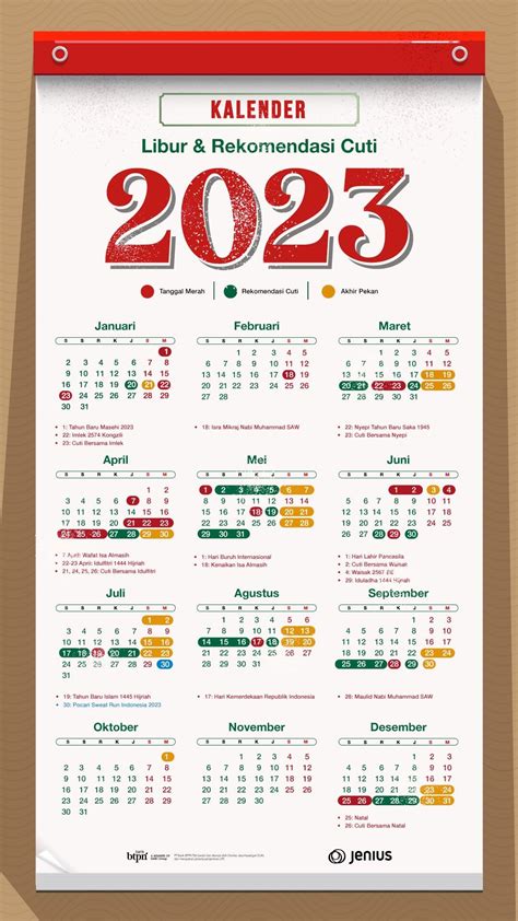 Kalender Libur Dan Rekomendasi Cuti 2023 Jenius