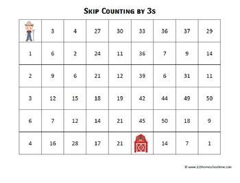 Skip Counting by 3s Worksheets - Paths, Mazes & Puzzles by Beth Gorden
