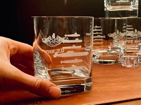 Us Navy Submariner Whiskey Glass Set Of 4 Navy T T For Etsy