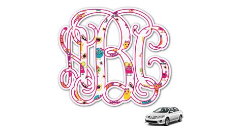 Girly Monsters Monogram Car Decal Personalized Youcustomizeit