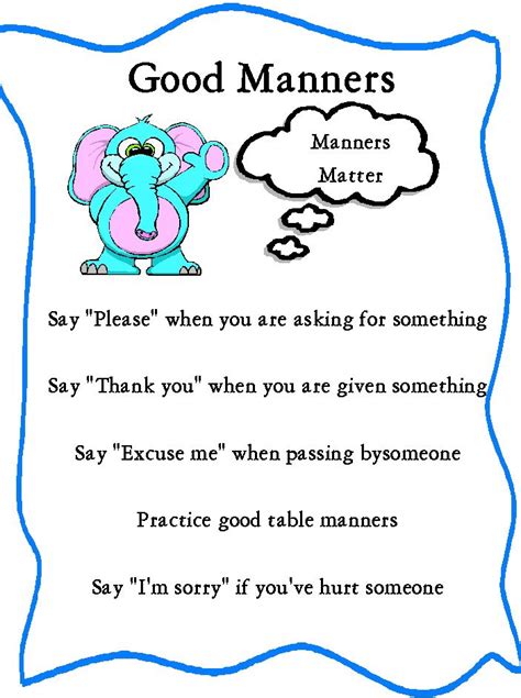 Printable Manners Worksheets For Kids