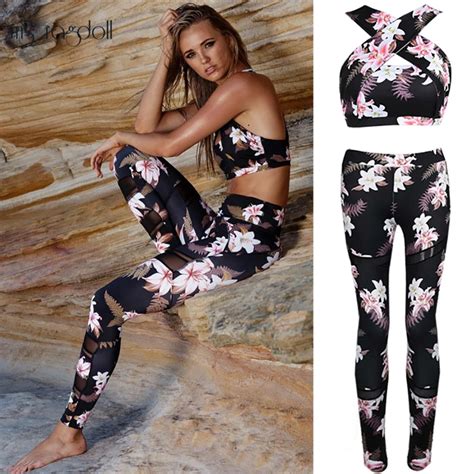 cheap price tracksuit for women 2 piece yoga set floral print women bra long pants sportsuite