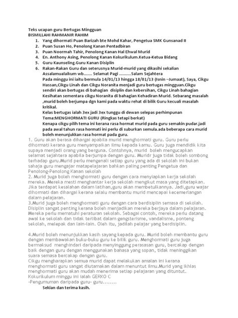 Layanan gratis google secara instan menerjemahkan kata, frasa, dan halaman web antara bahasa inggris dan lebih dari 100 bahasa lainnya. Teks Ucapan Guru Bertugas Mingguan