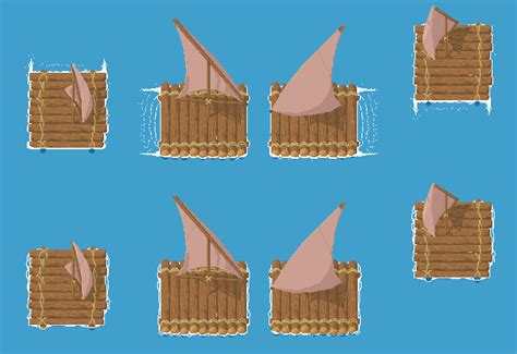 Animated Pixel Art Raft Sprite