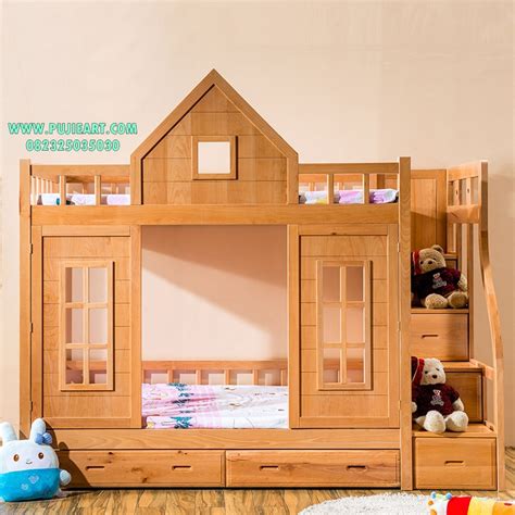 Tempat tidur harga murah berbagai merk terbaik. Tempat Tidur Tingkat Anak Kayu, Ranjang Tingkat Anak Kayu