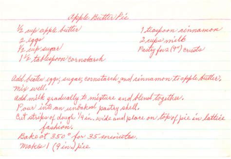 This keto apple pie recipe tastes like the real thing! Apple Butter Pie Recipe - Handwritten Card « RecipeCurio.com