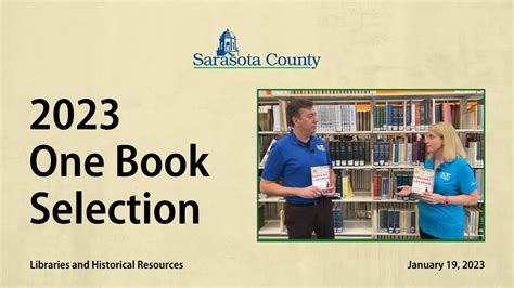 Sarasota County Libraries One Book Selection Youtube