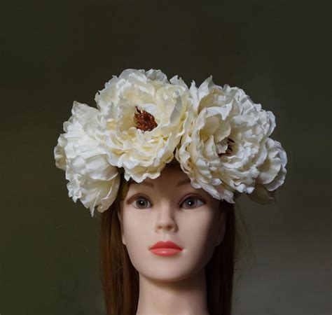 Flower Crown Peony Wedding Wreath Floral Headband Bridal Crown