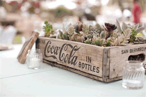 Coke Crate Centerpiece Succulents Decor Succulent Wedding