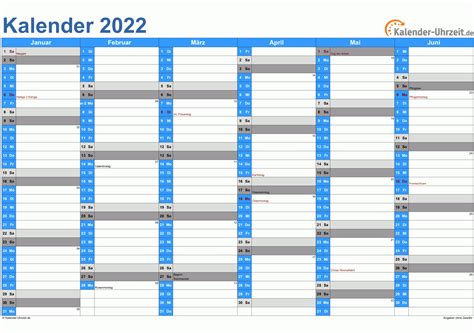 Kalender 2022 Excel Kostenlos