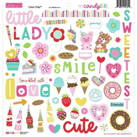 Bella Blvd Chipboard Stickers 12x12 Icons My Candy Girl 819812011322