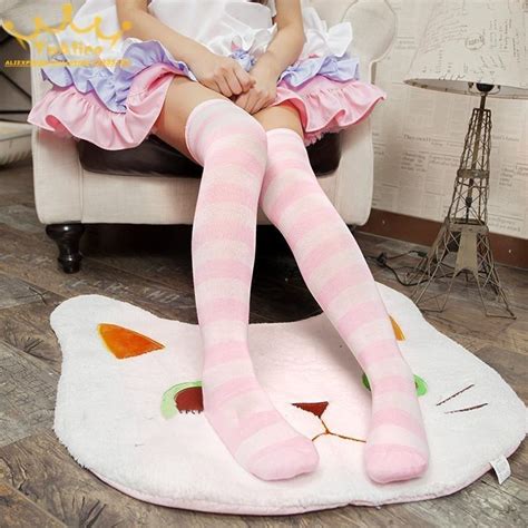 Pink Striped Thigh Highs Socks Stockings Fetish Kink Ddlg Playground