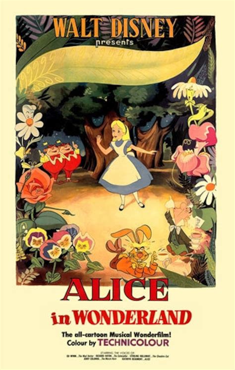 Rare 1950s Alice In Wonderland Lewis Carroll Film Poster Etsy Uk