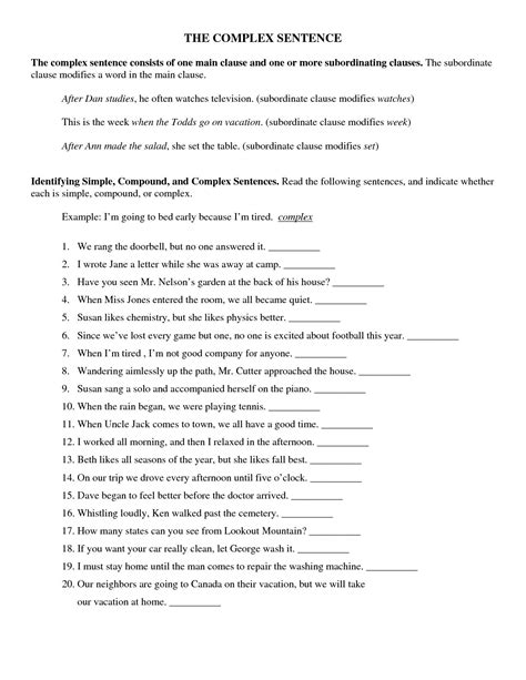 Writing Compound And Complex Sentences Worksheet Pdf