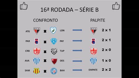 3 septiembre, 20134 septiembre 2013. Palpites 16ª Rodada Brasileirão Série B 2016 - YouTube