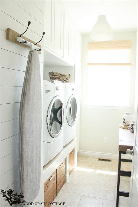 You do not need to hire a pro in how to make the better laundry room. Laundry Room Plank Wall - The Wood Grain Cottage