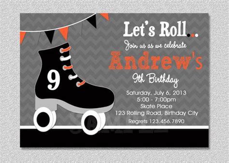 Free Roller Skating Birthday Party Invitations Ideas Download