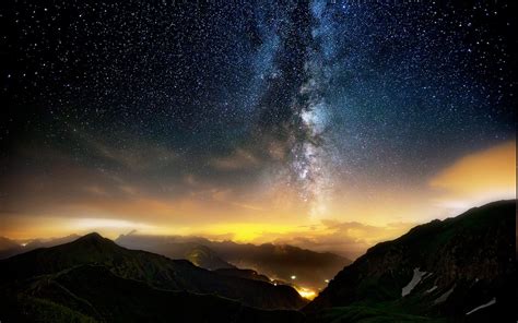 Nature Landscape Long Exposure Mountain Milky Way Starry Night