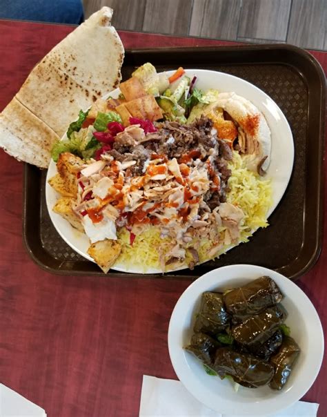 Kennedy cafe serves the best mediterranean, italian, greek, turkish and uzbek cuisines in key west. I Ate Mixed Shawarma Platter with Stuffed Vine Leaves : food