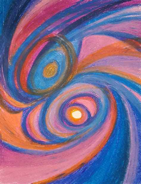 Swirl Abstract Oil Pastel Drawing 9 X 12 Original Art Etsy