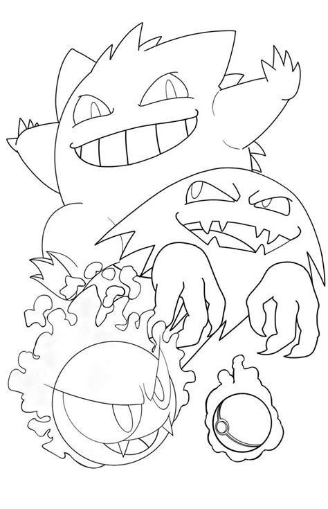 Pokemon Gastly Haunter And Gengar Coloring Pages Pokemon Tattoo