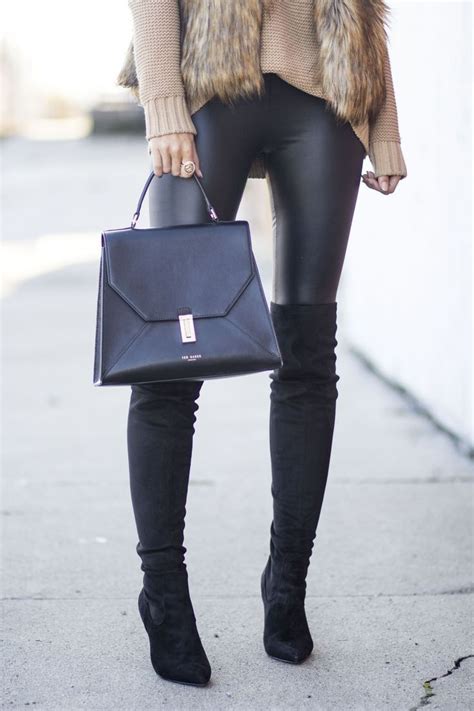 How To Wear Faux Leather Leggings To Work Boots